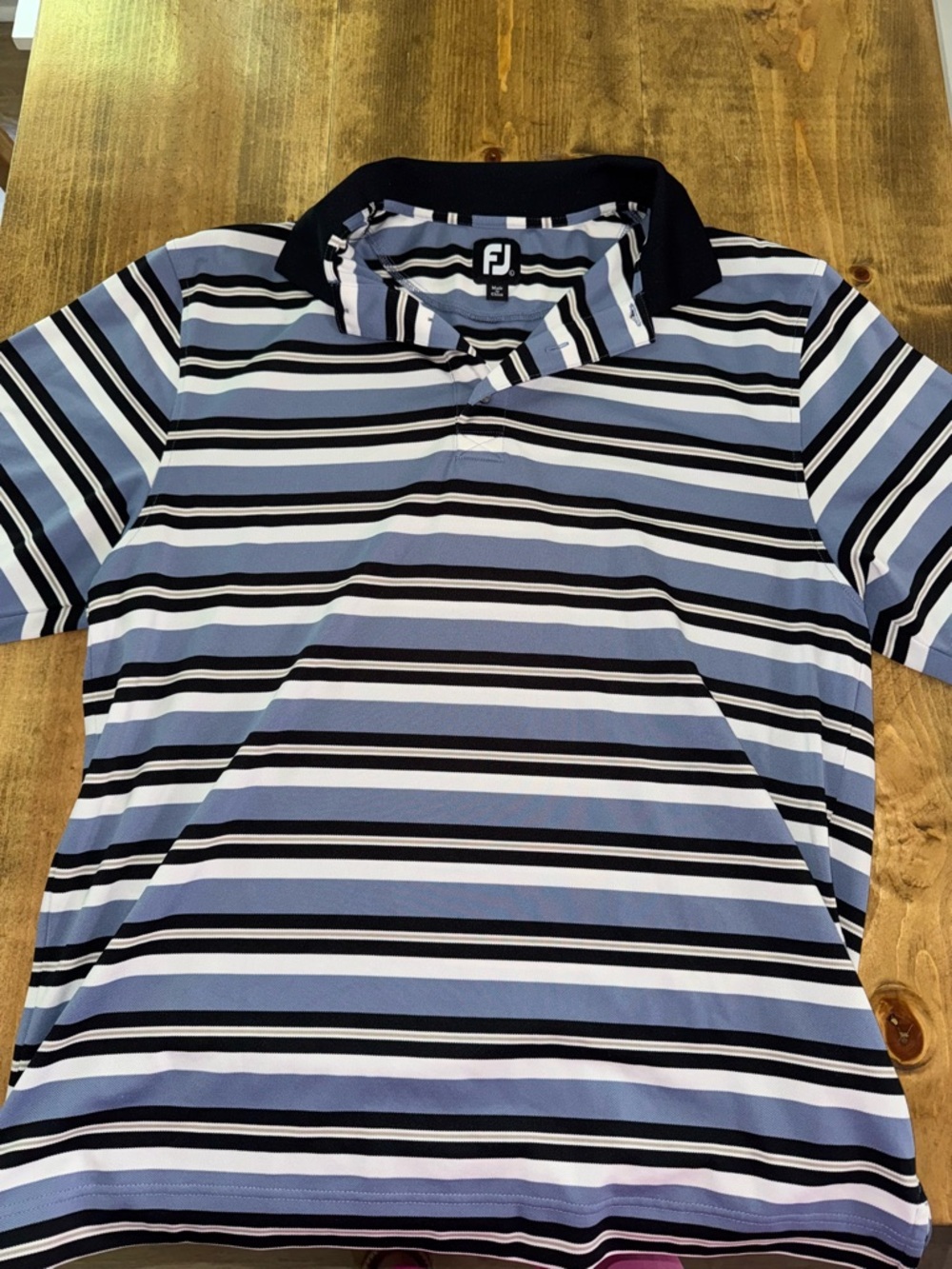 FootJoy Men’s Light Blue, Navy & White Striped Polo